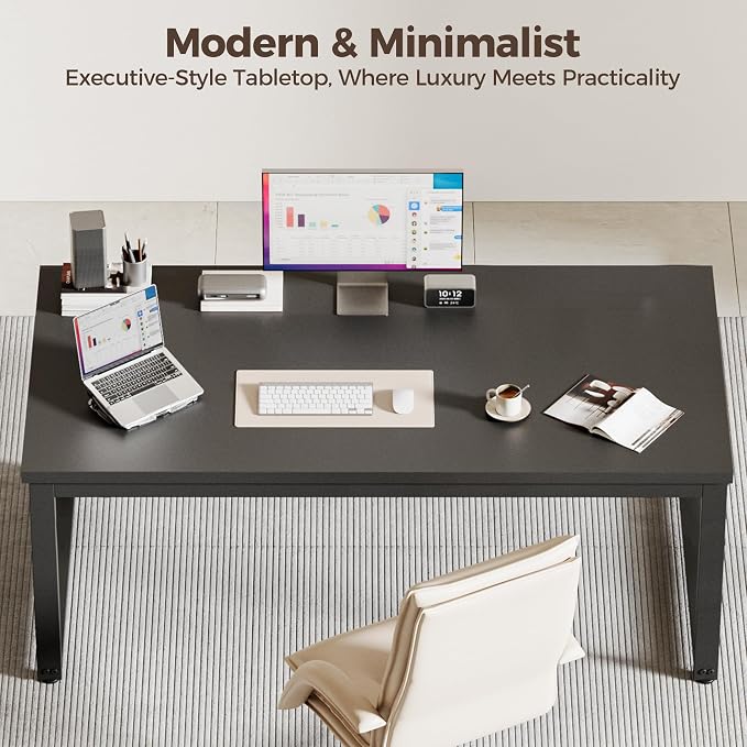 Mericonia 40 Inch Computer Desk, 1.2" Thick Small Office Table, Black | Modern Simple Style, Heavy Duty Industrial Frame, Small Study & Writing Table for Home Bedroom Work - Image 5