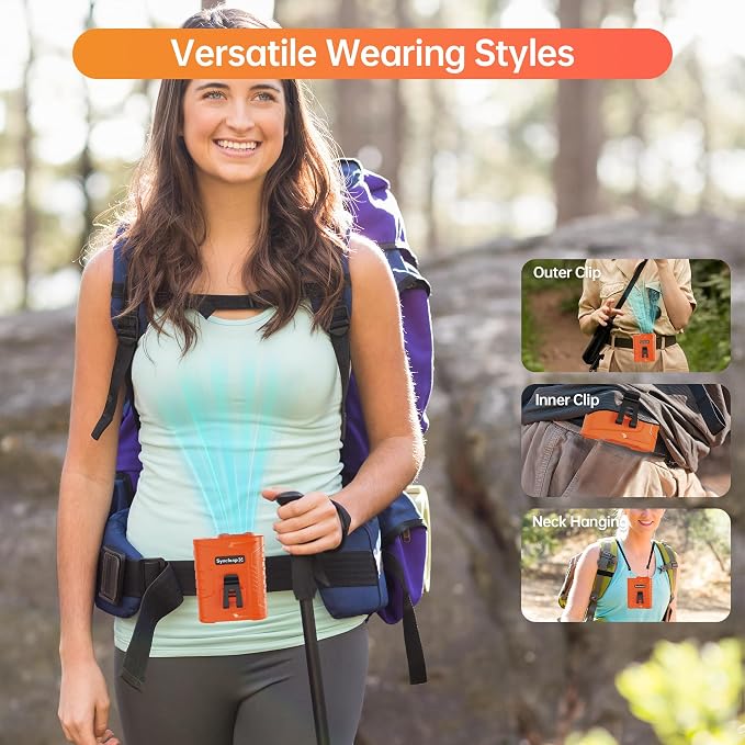 Waist Fan, 5000mAh Rechargeable Belt Clip Fan, 39ft/s Strong Airflow, 5 Speeds, Up to 29H, Wearable Hands-Free Body Cooling with Bottom Air Intake, USB-C for Jobsite Camping Farm - Image 6