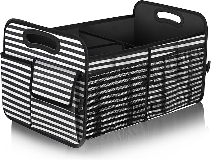 Femuar Car Trunk Organizer,Car Storage Organizer with 72L Large Capacity Waterproof Collapsible and 11 Pockets,Trunk Organizer for Car Suv/Jeep/Sedan, Large Size, Stripe by GuangzhouTailinTechnologyCo