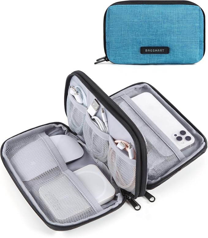 BAGSMART Electronics Organizer Travel Case, Cable Charger Cord Tech Organizer Pouch for Phone Charger Accessories, Dark Green by BAGSMART