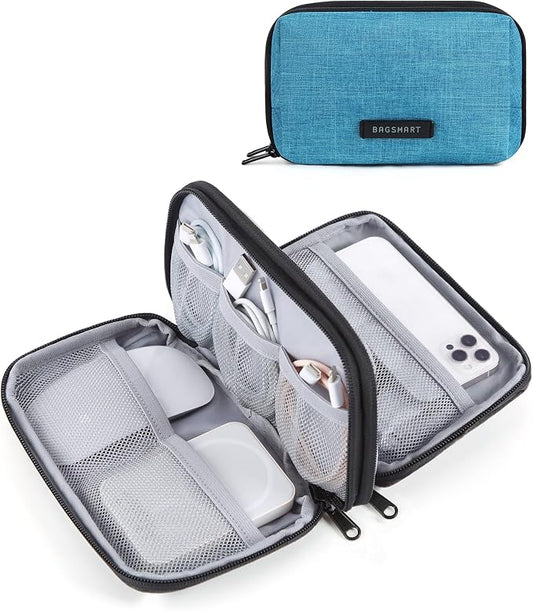 BAGSMART Electronics Organizer Travel Case, Cable Charger Cord Tech Organizer Pouch for Phone Charger Accessories, Dark Green by BAGSMART