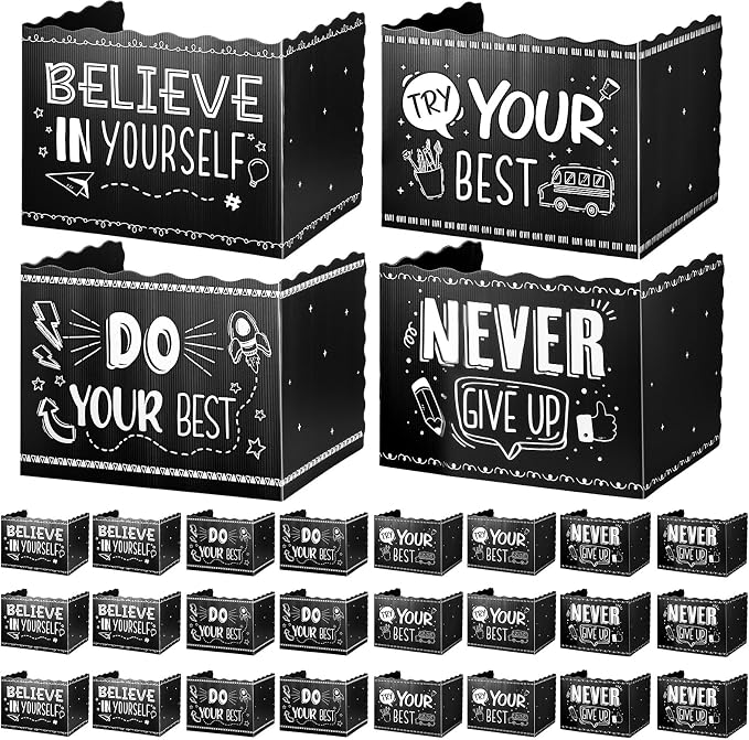 24-Pack Desk Dividers for Students, Durable Plastic Study Dividers, Black | Waterproof, Easy-to-Clean Plastic, Freestanding, Fold-Flat Privacy Folders for Classroom, Exam, Library, Office and School by WSICSE
