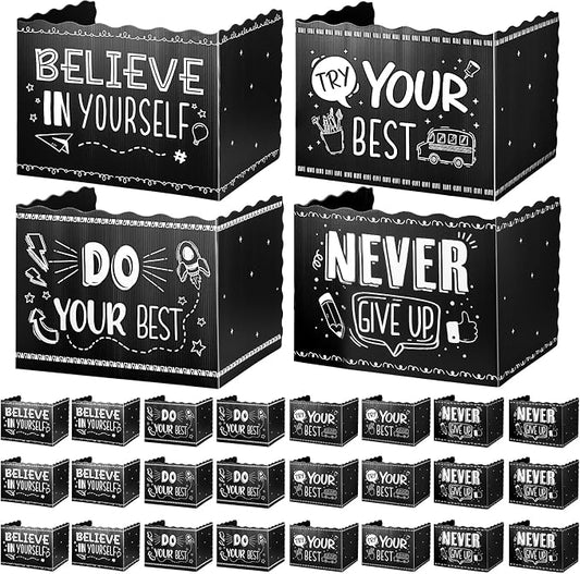 24-Pack Desk Dividers for Students, Durable Plastic Study Dividers, Black | Waterproof, Easy-to-Clean Plastic, Freestanding, Fold-Flat Privacy Folders for Classroom, Exam, Library, Office and School by WSICSE