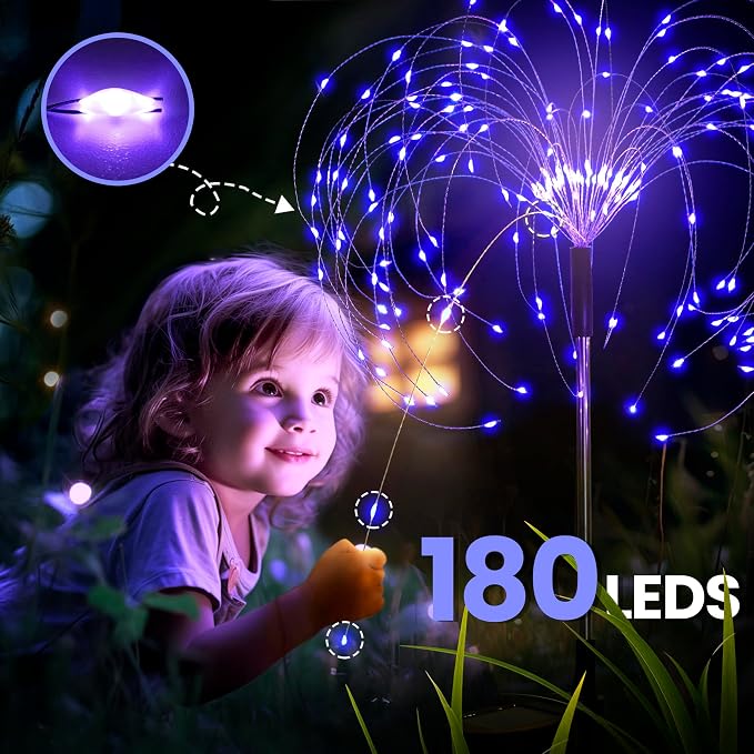 GIGALUMI Garden Outdoor Decor Lights 120LED 4Pack, Solar Garden Lights for Yard Outside Fairy Decorative,Solar Powered for Yard Pathway Flowerbed Planter Balcony Patio Decor（Purple） - Image 3