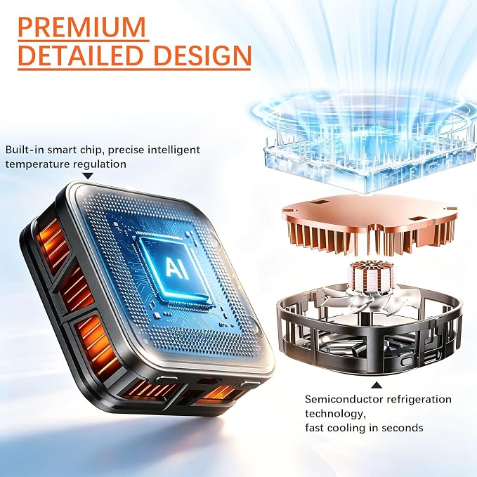 Wireless Magnetic Phone Cooler for Gaming & Streaming | Cordless Operation | Semiconductor Cooling | Digital Display | Quiet Fan | Travel & Outdoor Ready - Image 5