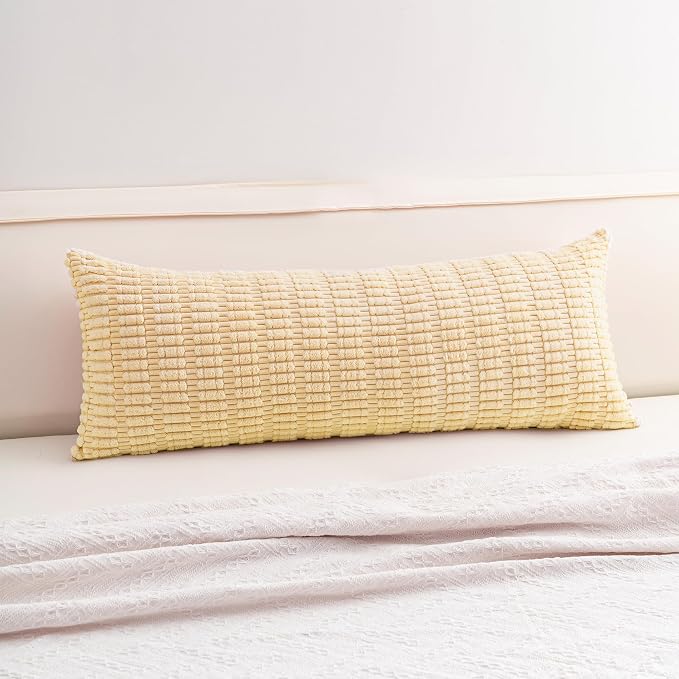 Aegero Corduroy Decorative Throw Pillow Covers 14x36 Inch Soft Striped Pillow Covers Modern Farmhouse Home Decor for Sofa Living Room Couch Bed（Beige） by Unknown