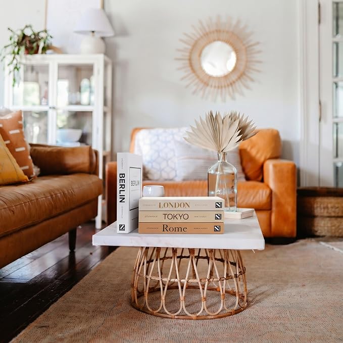 PROBENEX 4 Pcs Decorative Books | Faux Mocha Coffee Table & Shelf Decor | Warm Modern Look for Living Room, Office and Entryway - Not Real, Tool-Free 2-Min Setup - Image 3