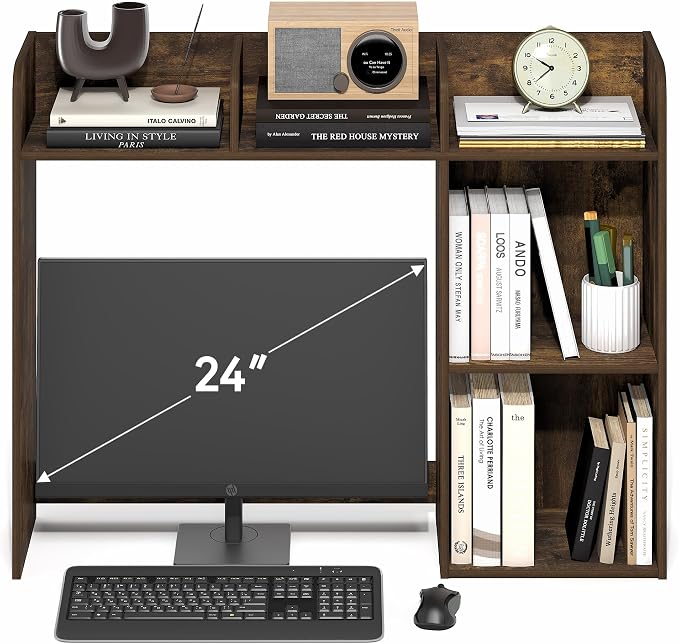 Furinno Classic Desk Shelf, 5-Shelf Desktop Hutch, Book Shelf, 3-Tier Desk Organzier, for Office Supplies, Office Desk Accessories, for Home Office, College, Dorm, White - Image 5