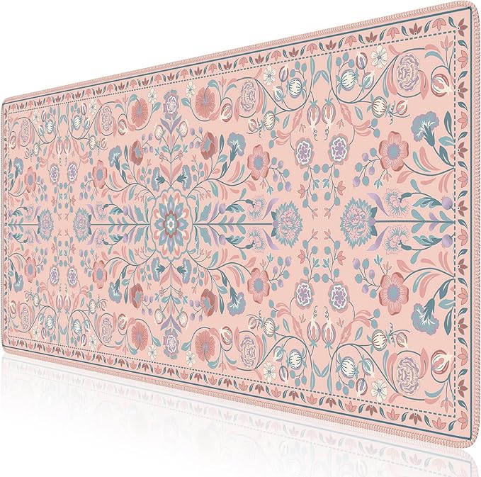 iCasso Desk Mat, Large Mouse Pad,35.4x15.7in,Peach Pink | Desk Pad Mat,Anti-Slip Big Mousepad with Stitched Edges for Work Home Offive - Image 6