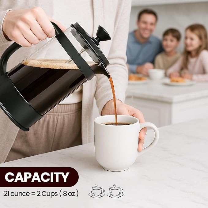 Utopia Kitchen Borosilicate Glass French Press Coffee Maker 21 Oz, Black | Heat-Resistant Cafetiere & Tea Maker, Thickened Glass Coffee Press for Travel and Camping - Image 6