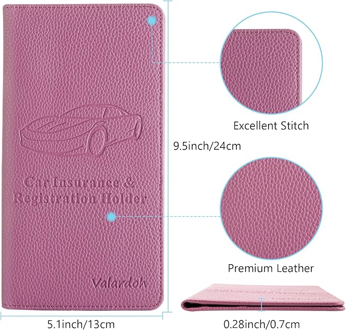 Valardoh Premium Car Registration and Insurance Card Holder, Car Document Holder for Cards, Driver License & other Essential Documents (Purple) - Image 4