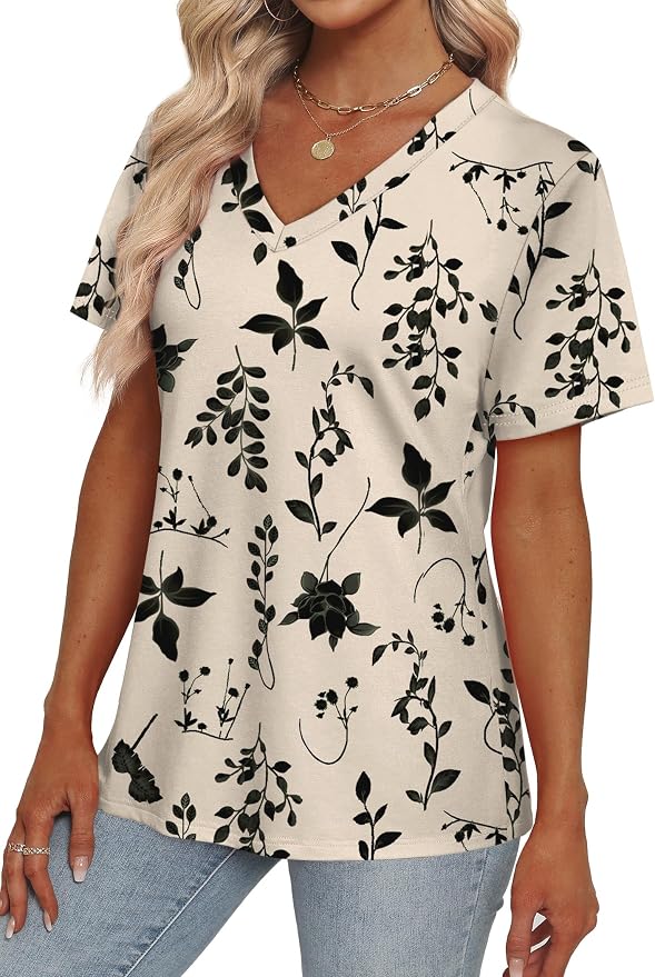 Alaroo Womens Summer Tops 2026 V Neck Short Sleeve Shirts Trendy Dressy Casual Vacation Outfits Printed - Image 4