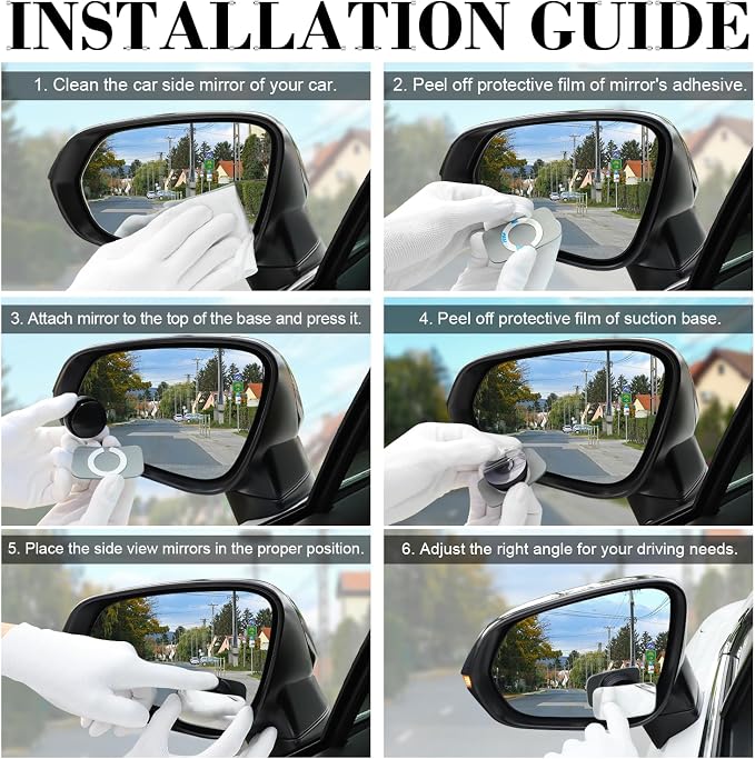 LivTee Blind Spot Car Mirror, Rectangular HD Glass Frameless Convex Side Mirror Blindspot, Reusable 360° Wide Angle Rear View Car Mirrors with Powerful Adjustable Suction Cup - Exterior Mirrors - Image 4