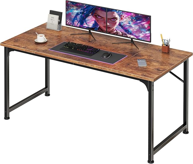 PRAISUN 47 Inch Computer Desk, Home Office Desk with Spacious Desktop, Rustic Brown by PRAISUN