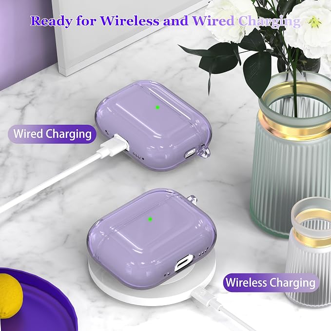 for AirPods Pro 3 Clear Case 2025, Military-Grade Shockproof, Soft TPU Highly Transparent Anti-Yellowing for AirPods Pro 3 Case with Cleaning Kit & Cute Round Buckle, Clear Purple - Image 5