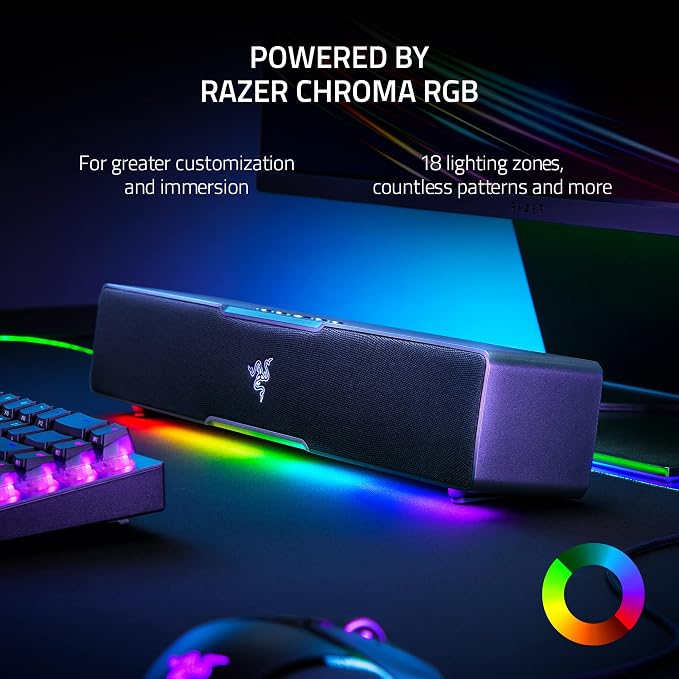 Razer Leviathan V2 X, PC Soundbar with Full-Range Drivers, Black | Compact Design, Chroma RGB, USB-C, Bluetooth 5.0, for PC, Laptop, Smartphones, Tablets & Nintendo Switch - Image 6
