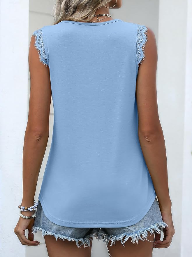 ANRABESS Womens Lace Trim Tank Tops V Neck Sleeveless Shirts 2026 Summer Casual Trendy Dressy Cami Top - Image 5