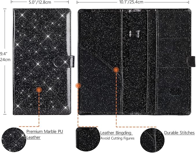 TOURSUIT Car Registration and Insurance Card Holder, Glitter Black | Vehicle License Document Organizer, Glove Box Compartment, Interior Car Accessories, For Women Men - Image 4
