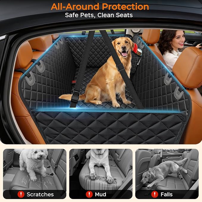 URPOWER 900D Heavy Duty Scratch Proof Dog Car Seat Cover for Pets 100% Waterproof Seat Cover Hammock Nonslip Durable Soft Back Seat Covers for Cars and SUVs - Image 3