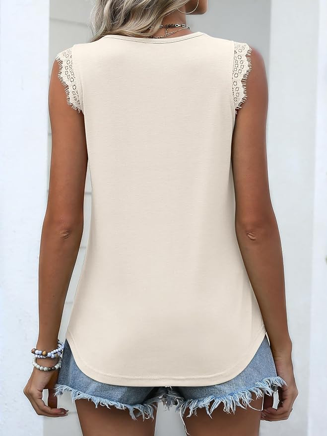 ANRABESS Womens Lace Trim Tank Tops V Neck Sleeveless Shirts 2026 Summer Casual Trendy Dressy Cami Top - Image 5