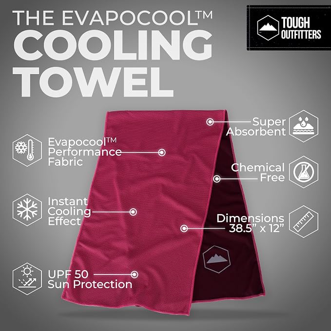 Tough Outdoors Cooling Towels for Neck Face - Neck Cooling Towel for Hot Weather Yoga Sports Golf Sweat - Instant Cold Towel - Image 4