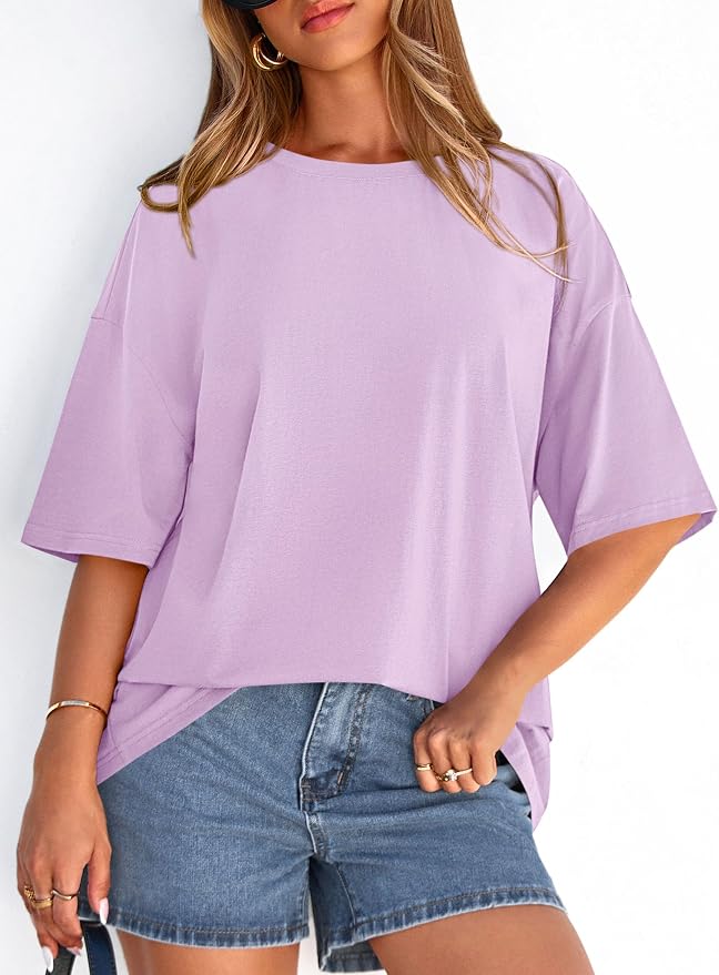 PRETTYGARDEN Womens 2026 Spring Going Out Tops Casual Short Sleeve Crewneck Loose Fit Basic Oversized T Shirts Summer Outfits - Image 2