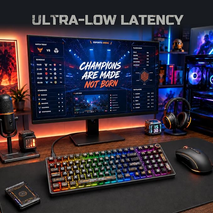 RK ROYAL KLUDGE R98 Pro Wired Mechanical Keyboard, RGB PC Gaming Keyboard with Number Pad and Volume Knob, dye Sublimation DSA Profile Pudding Keycaps, for Win/Mac, Hot Swappable Linear Cream Switch - Image 3