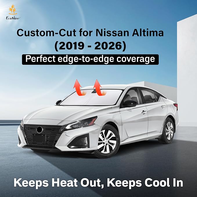 EcoNour Windshield Sunshade Compatible for Nissan Altima 2019-2024 2025 2026, Sun Visor for Front Windshield & Window Sun Shade Cover, UV Heat Blocker & Protector, Car Accessories - Image 2
