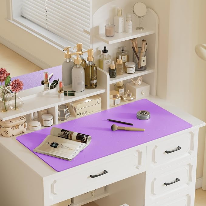Aothia Faux Leather Desk Mat - Large Mouse Pad, Non-Slip PU Leather Blotter, Waterproof Writing Surface for Office and Home (Iris Violet, 42" x 17") - Image 8