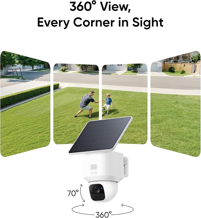 eufy Security SoloCam E30, 2-Cam Pack Kit, Security Cameras Wireless Outdoor, Solar Camera Outdoor Wireless, 360° Pan, AI Tracking, 2K Clarity, No Monthly Fee, Built-in Local Storage (Up to 16TB) - Image 2