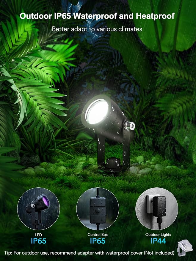 Smart Landscape Spotlights, Outdoor RGB Lights Works with APP/Voice Control | IP65 Waterproof, Low Voltage Color Changing Lighting for Yard Garden Pathway Lawn, 6 Pack - Image 7