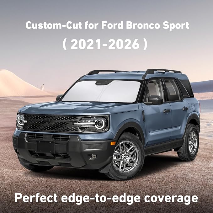 EcoNour Windshield Sunshade Compatible for Ford Bronco Sport 2021-2024 2025 2026, Sun Visor for Front Windshield & Window Sun Shade Cover, UV Heat Blocker & Protector, Car Accessories - Image 2