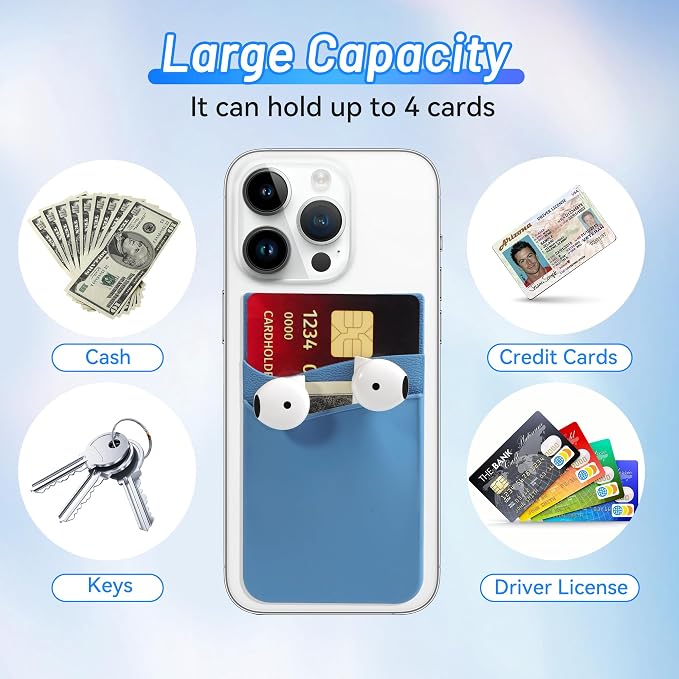 SHANSHUI Phone Card Holder Stick on, CellPhone Silicone Sticky Wallet Sleeve Pocket Business ID Credit Card Comptible for iPhone, Android & Most Smartphones - 5 Pack - Image 3