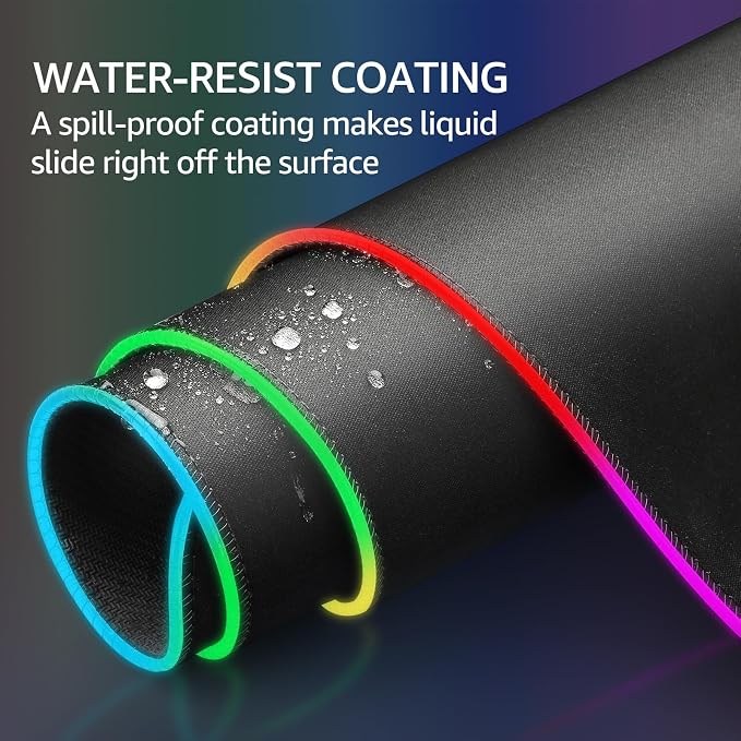 KTRIO RGB Large Gaming Mouse Pad, 31.5 x 15.7 in, RGB Black, XXL | Smooth Micro-Weave Surface, RGB Lighting Design, Non-Slip Rubber Base, Durable Stitched Edges, Office & Home Use - Image 6