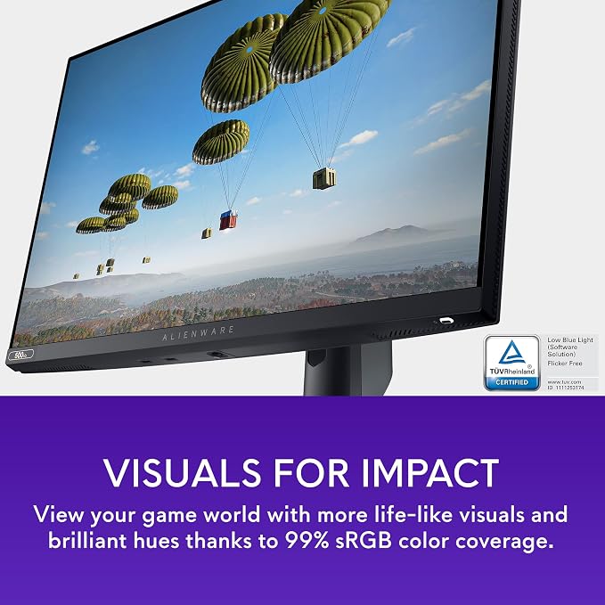 Dell 24 Monitor AW2524HF, FHD Fast IPS, 0.5ms, AMD FreeSync Premium | 400 cd/m² Brightness, Anti-Glare, 99% sRGB, Height Adjust 4.3in, Pivot, Swivel, VESA Adaptive-Sync, USB 3.2 Hub - Image 4