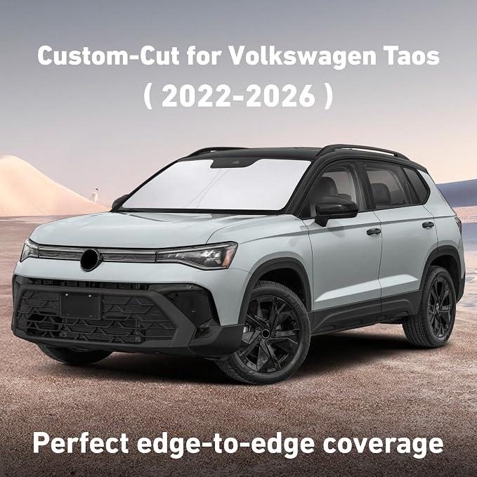EcoNour Windshield Sunshade Compatible for Volkswagen VW Taos 2022-2024 2025 2026, Sun Visor for Front Windshield & Window Sun Shade Cover, UV Heat Blocker & Protector, Car Accessories - Image 2