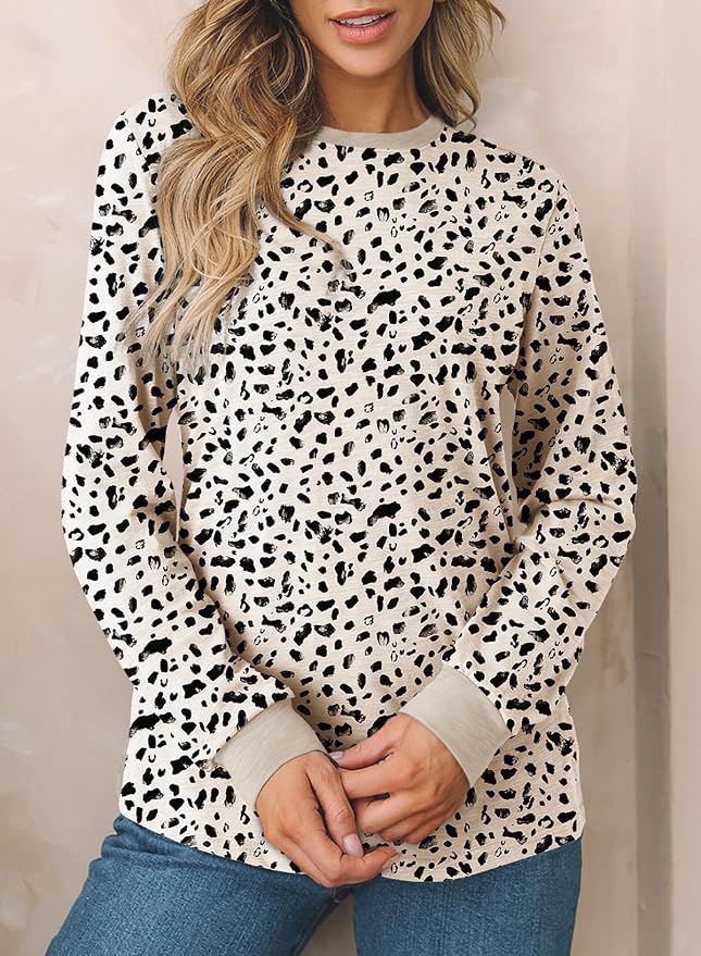 EVALESS Womens Crewneck Long Sleeve Tops Casual Polka Dots Tops Fall 2026 Tshirts Shirts - Image 7