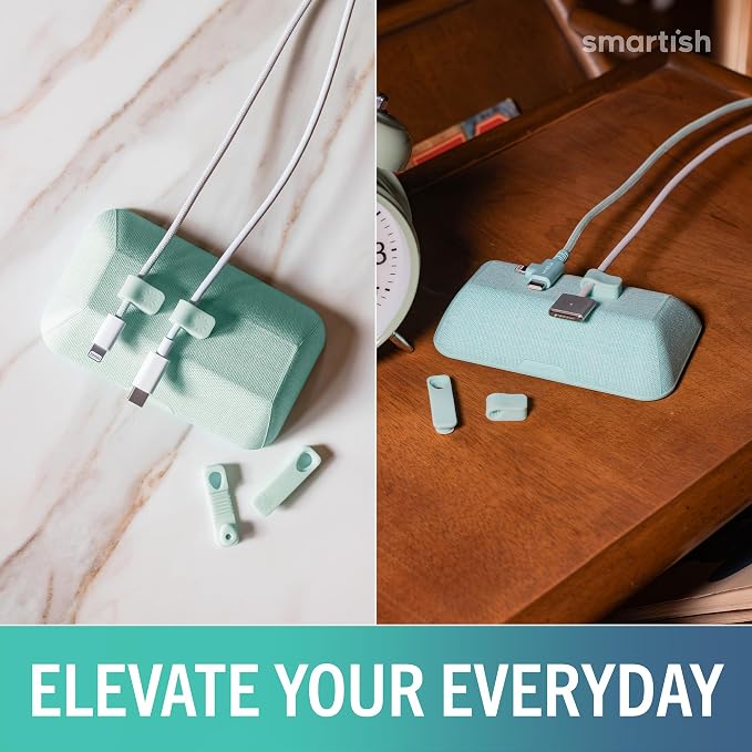 Smartish® Magnetic Cord Holder - Bigger Cable Wrangler Organizer with Magnet Clips for Charger Management on Desktop, Nightstand - Holds 6+ Cables - Teal Me More - Image 4