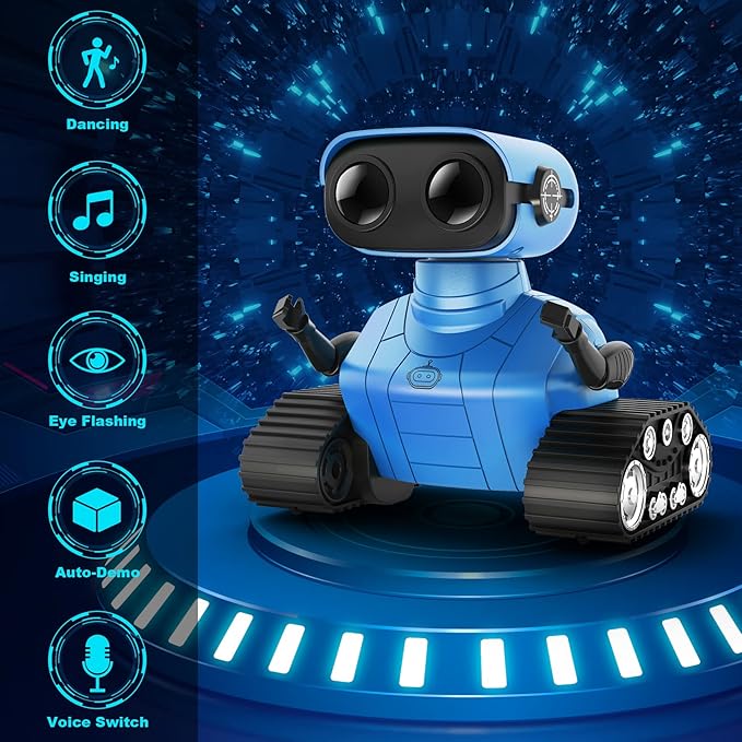 Hamourd Robot Toys for Boys Girls, Rechargeable Remote Control Emo Robots with Auto-Demonstration, Flexible Head & Arms, Dance Moves, Music, Shining LED Eyes for 5+ Years Old Kids - Image 2