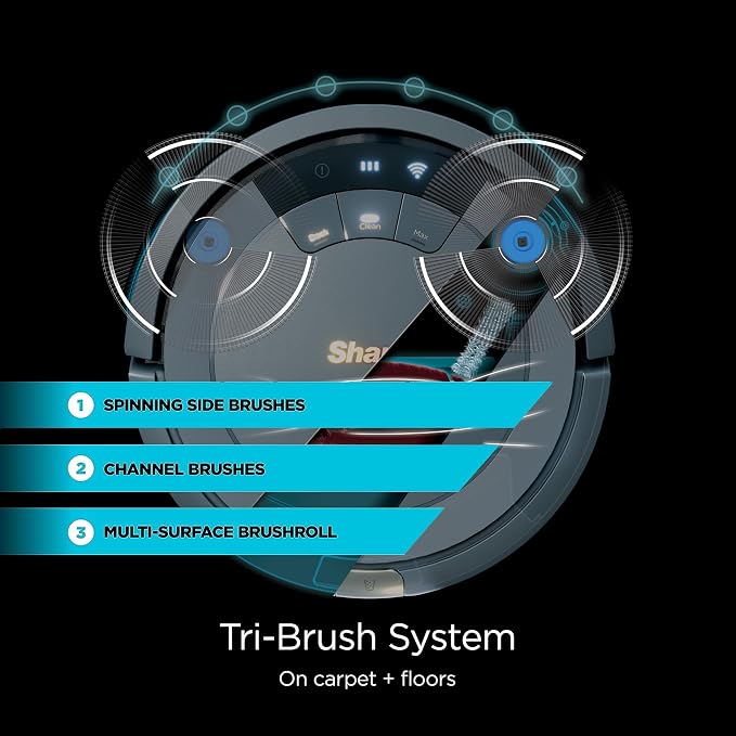 Shark ION Robot Vacuum, Tri-Brush System, Grey, AV753 | Tri-Brush System, Wi-Fi Connected, Works with Alexa & Google Assistant, 120-Min Runtime, Multi-Surface Cleaning - Image 2