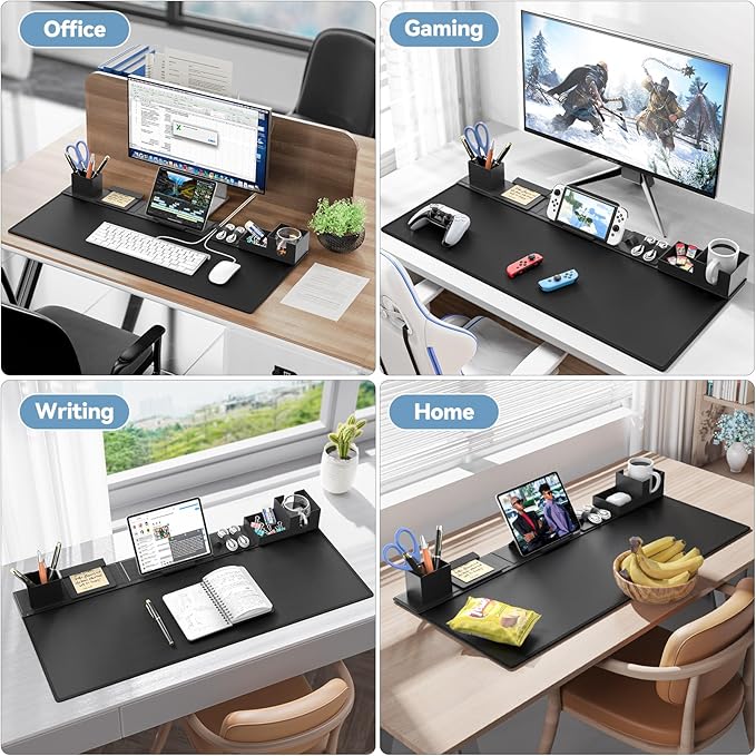 KDD Desk Pad Mat Set, 6 in 1 Mouse Mat with Magnetic Desktop Storage Accessories DIY Feature for Phone and Tablet Stand/Cup Holder/Pen Card Holder/Cable Management for Home Office Accessories - Image 8