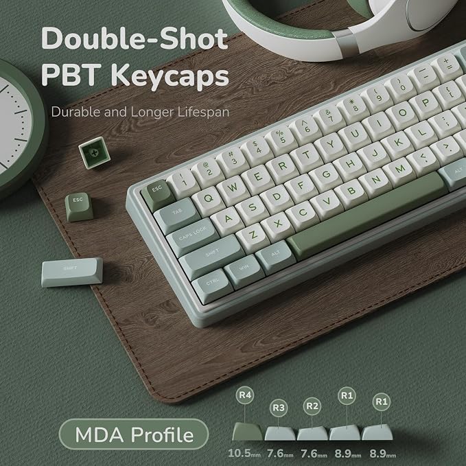 RK ROYAL KLUDGE R65 Wired Mechanical Keyboard, 60% Percent Creamy Gaming Keyboard Gasket Mount RGB Backlit with Programmable Knob, MDA Profile PBT Keycaps, QMK/VIA, Hot Swappable Linear Switch, Cyan - Image 4