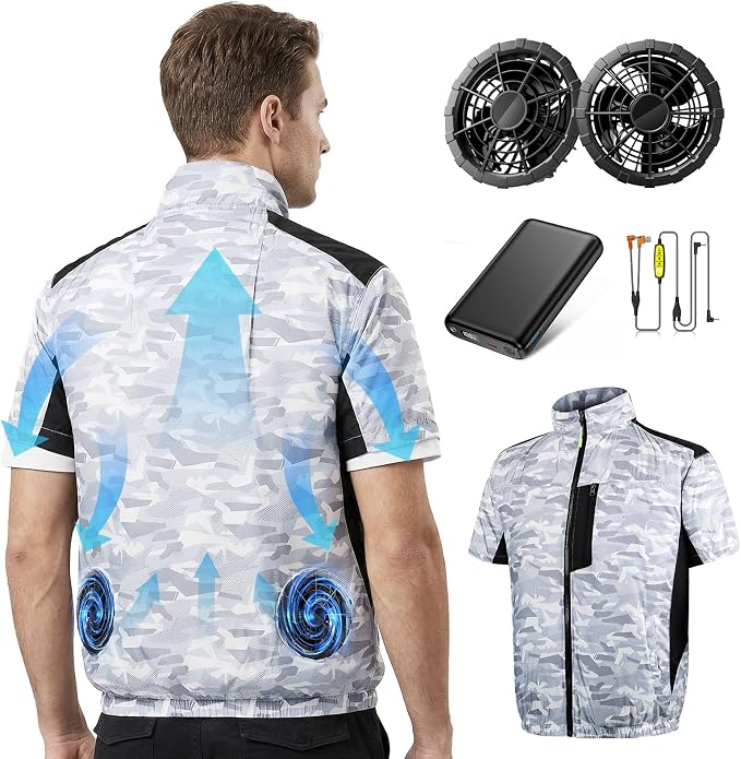 Cooling Vest with 30,000mAh Battery Pack,2 High-Speed Cooling Fans Jacket Air Conditioned Workwear for Summer by Unknown