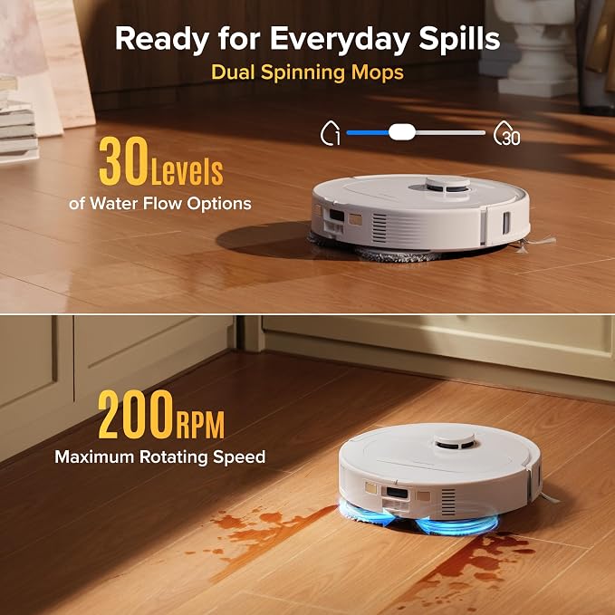 roborock 2026 New Qrevo S Pro Robot Vacuum and Mop, 18,500Pa Suction | Multifunctional Dock with 167℉ Mop Self-Cleaning, Smart Obstacle Avoidance, Anti-Tangle Brush, Liftable Spinning Mop, White - Image 5