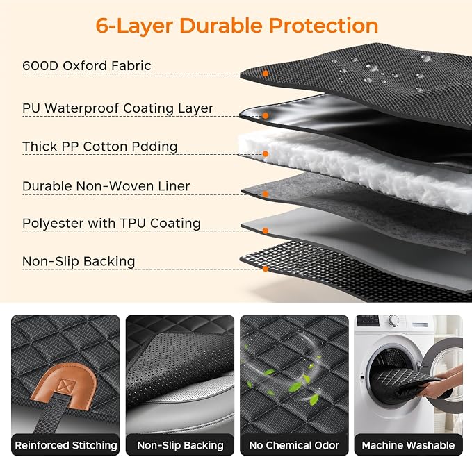 URPOWER Dog Car Seat Cover for Pets 100% Waterproof Seat Cover Hammock 600D Heavy Duty Scratch Proof Nonslip Durable Soft Back Seat Covers for Full Size Trucks - Image 4