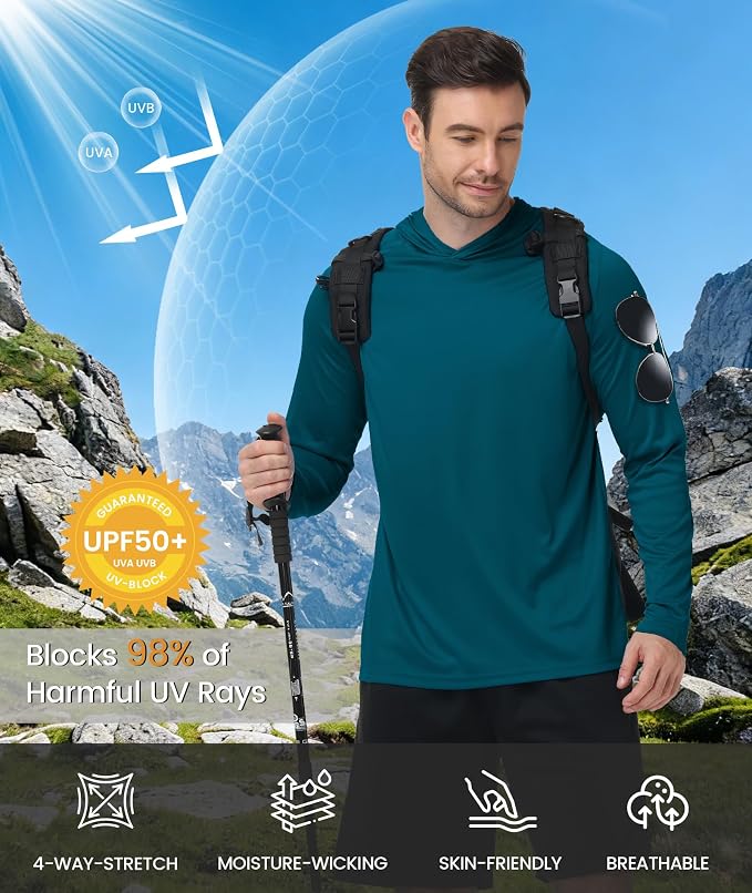 ZITY Men's Sun Protection Shirts Long Sleeve Rash Guard Hoodie UV UPF 50+ Fishing Running Athletic Sweatshirts - Image 2