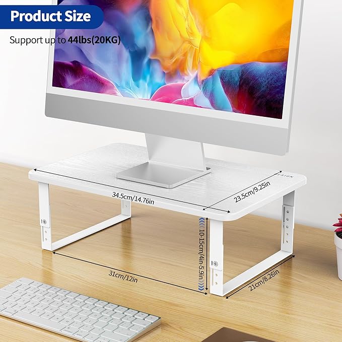 BESIGN MS01 Monitor Stand Riser, Height Adjustable Laptop Stand, Computer Monitor Stand for Monitor, Computer,Laptop,Printer (White) - Image 6