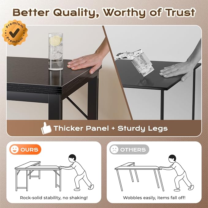 Huuger 63 Inch L Shaped Desk with Power Outlets and USB-C Port, Reversible Computer Desk, Larger Office Corner Gaming Desk, 0.95 Inch Thicker Desktop, Metal Frame, for Home Office, Study, Black - Image 7