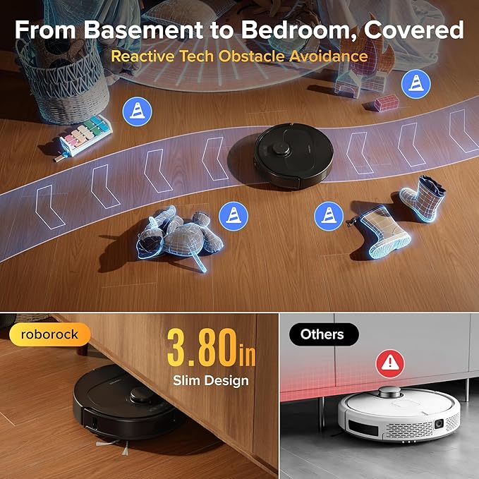 roborock 2026 New Qrevo S Pro Robot Vacuum and Mop, 18,500Pa Suction | Multifunctional Dock with 167℉ Mop Self-Cleaning, Smart Obstacle Avoidance, Anti-Tangle Brush, Liftable Spinning Mop, Black - Image 6