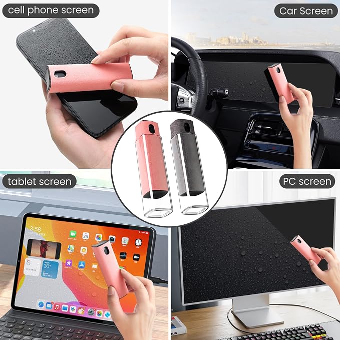 CUIUD Touchscreen Screen Cleaner Kit 2 Pcs, Phone, Tablet and Car Screen Cleaner, Two in One Spray and Microfiber Cloth(2 Pack Grey) - Image 2